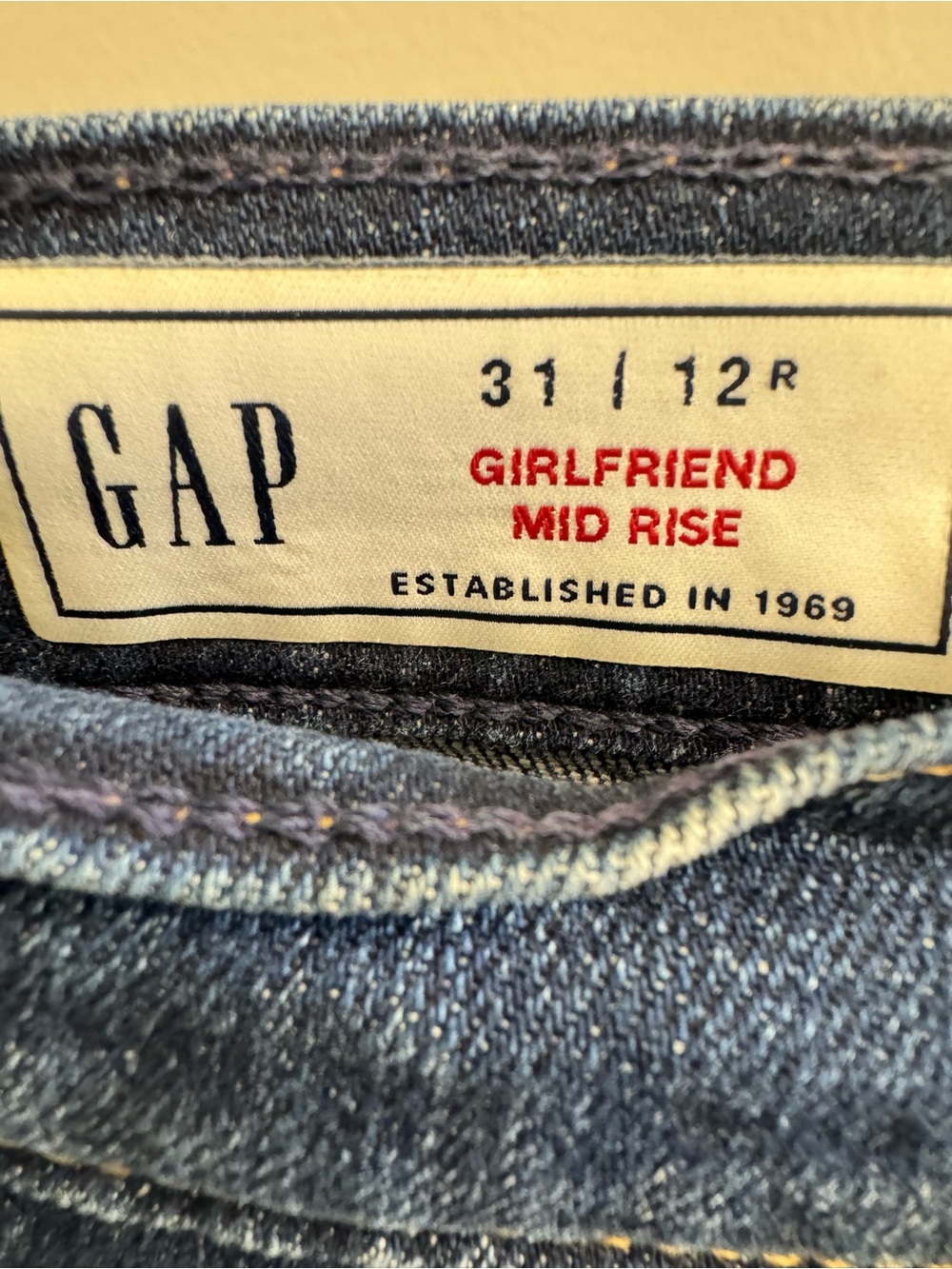GAP Girlfriend Mid Rise Jeans - Dark Blue
